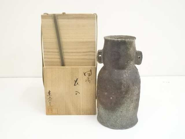JAPANESE POTTERY BIZEN WARE FLOWER VASE 